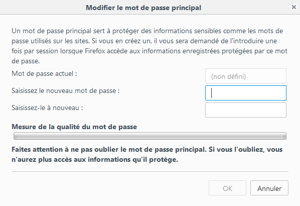 Définissez un mot de passe principal