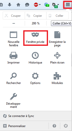 Fenêtre privée