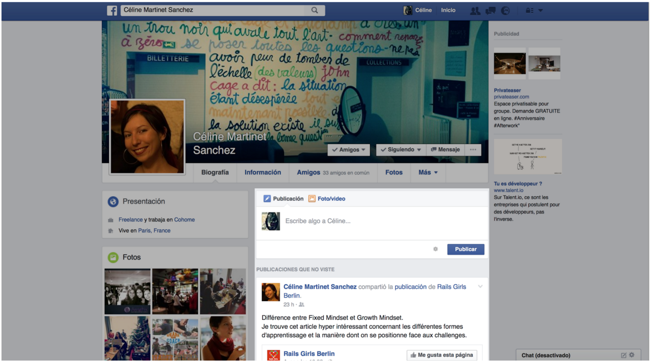 Timeline de mon profil :)