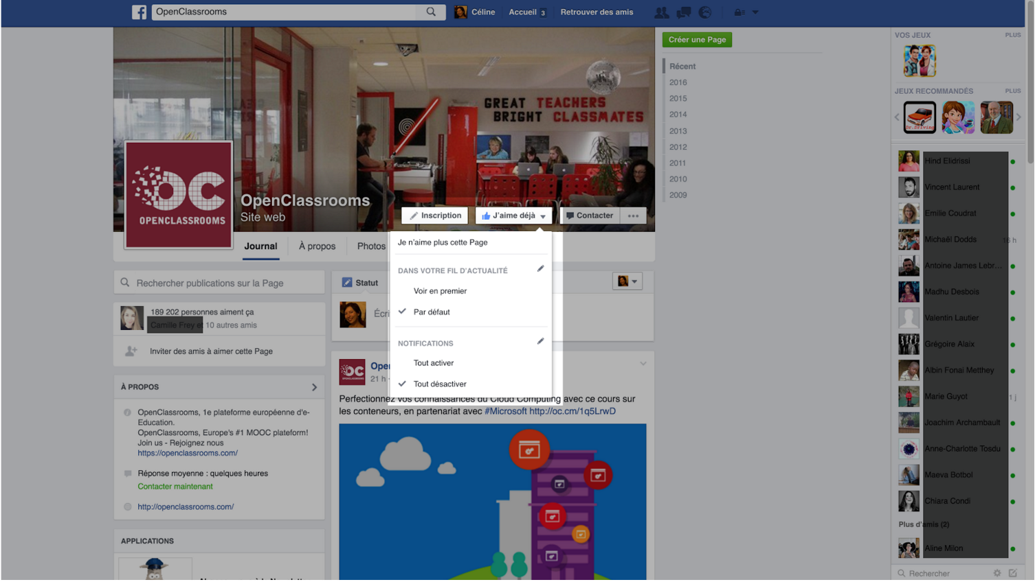 S'abonner à une page
