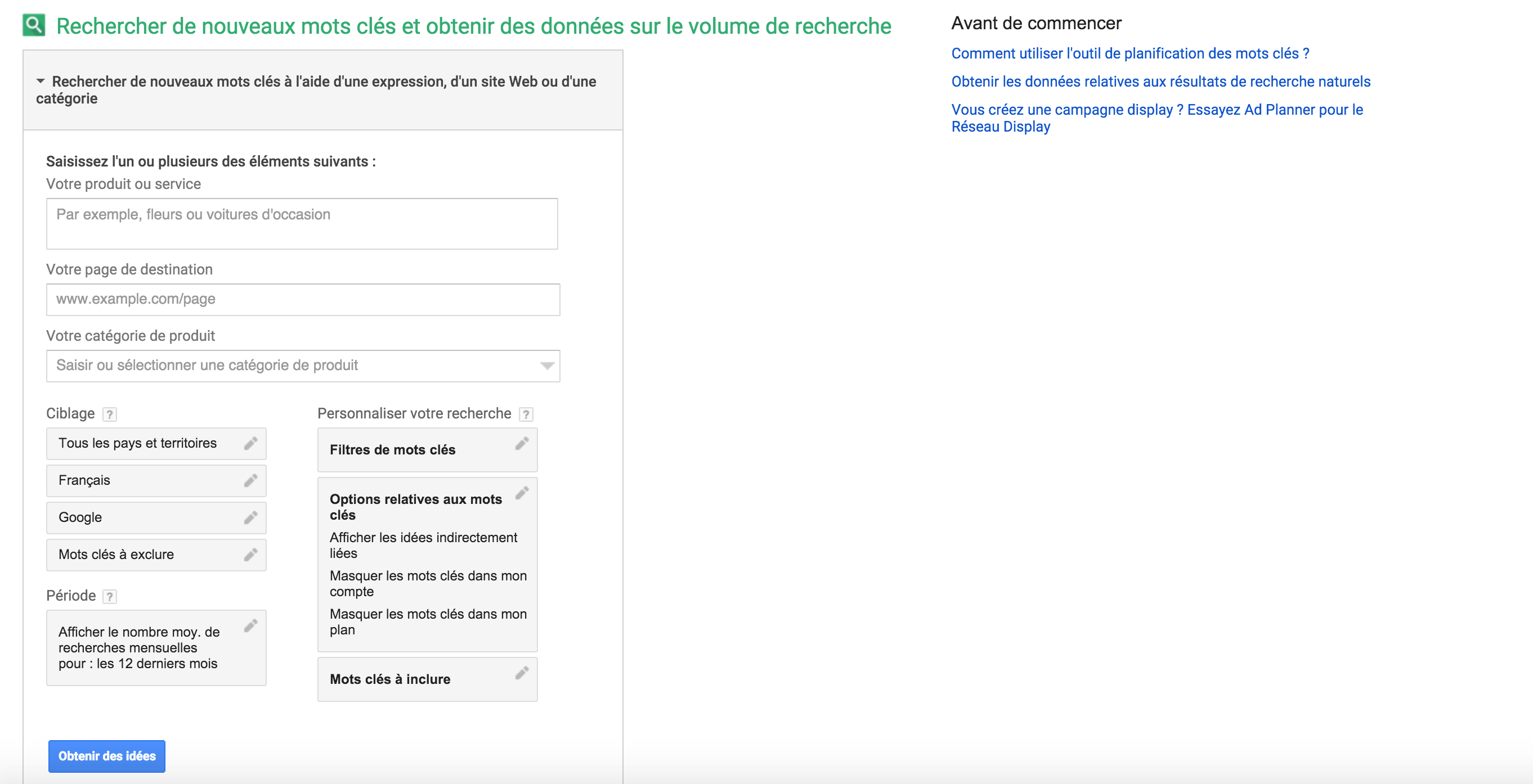 Recherche du mot-clé