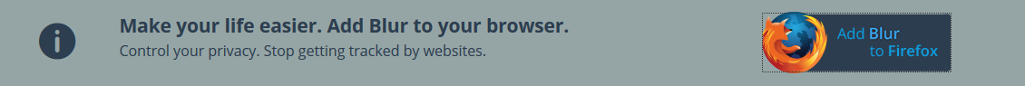Bannière pour ajouter Blur à Firefox