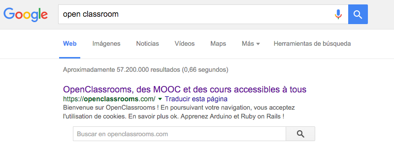 El título de la página figura en las búsquedas en Google