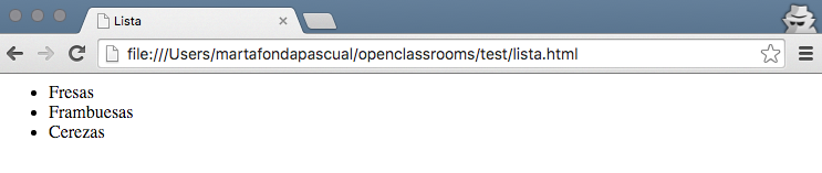 Una lista no ordenada