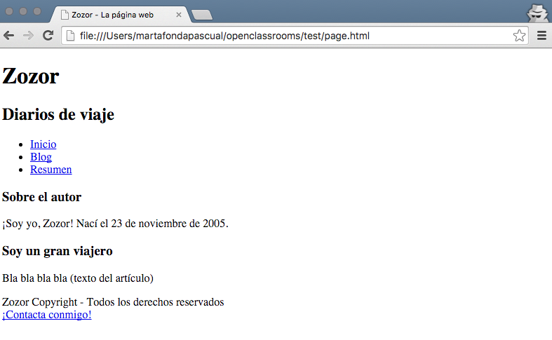 Una página que está bien estructurada pero sin CSS