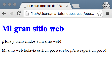 Título escrito en azul