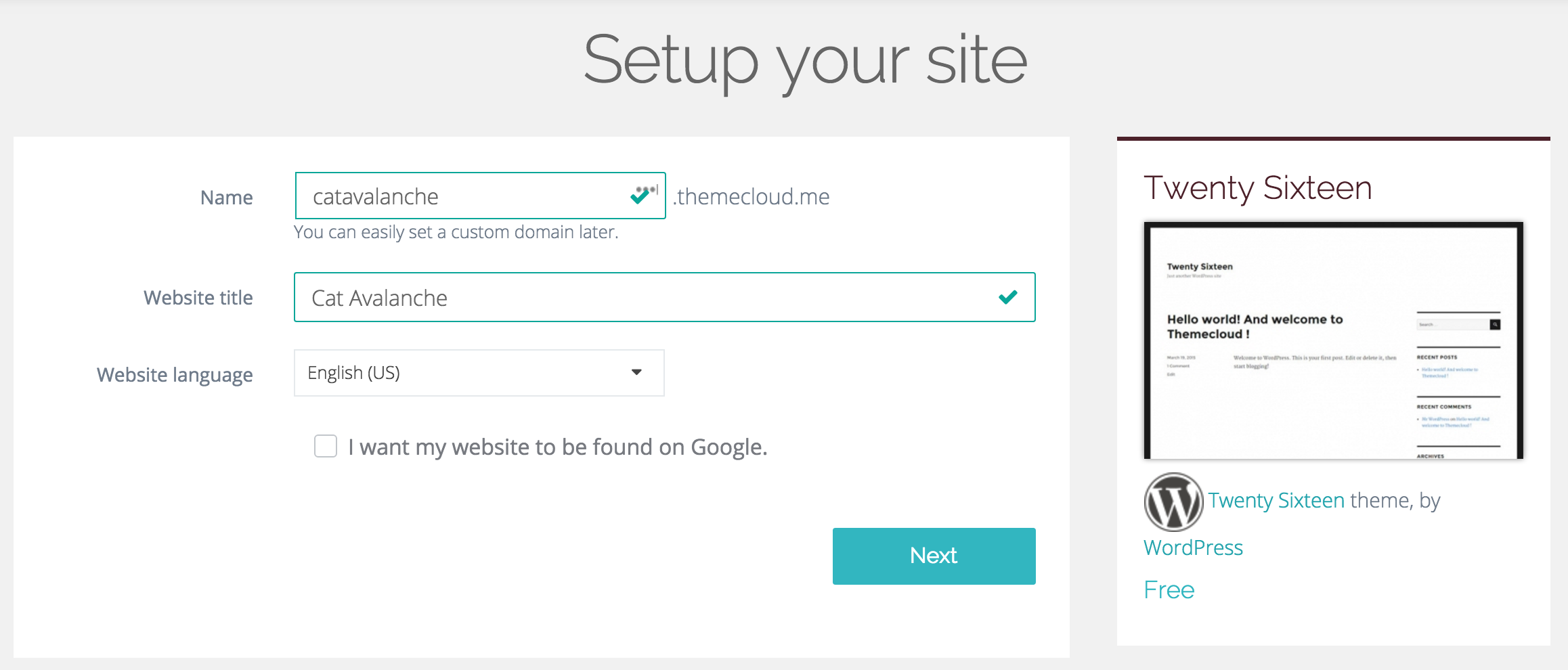 Initial site settings