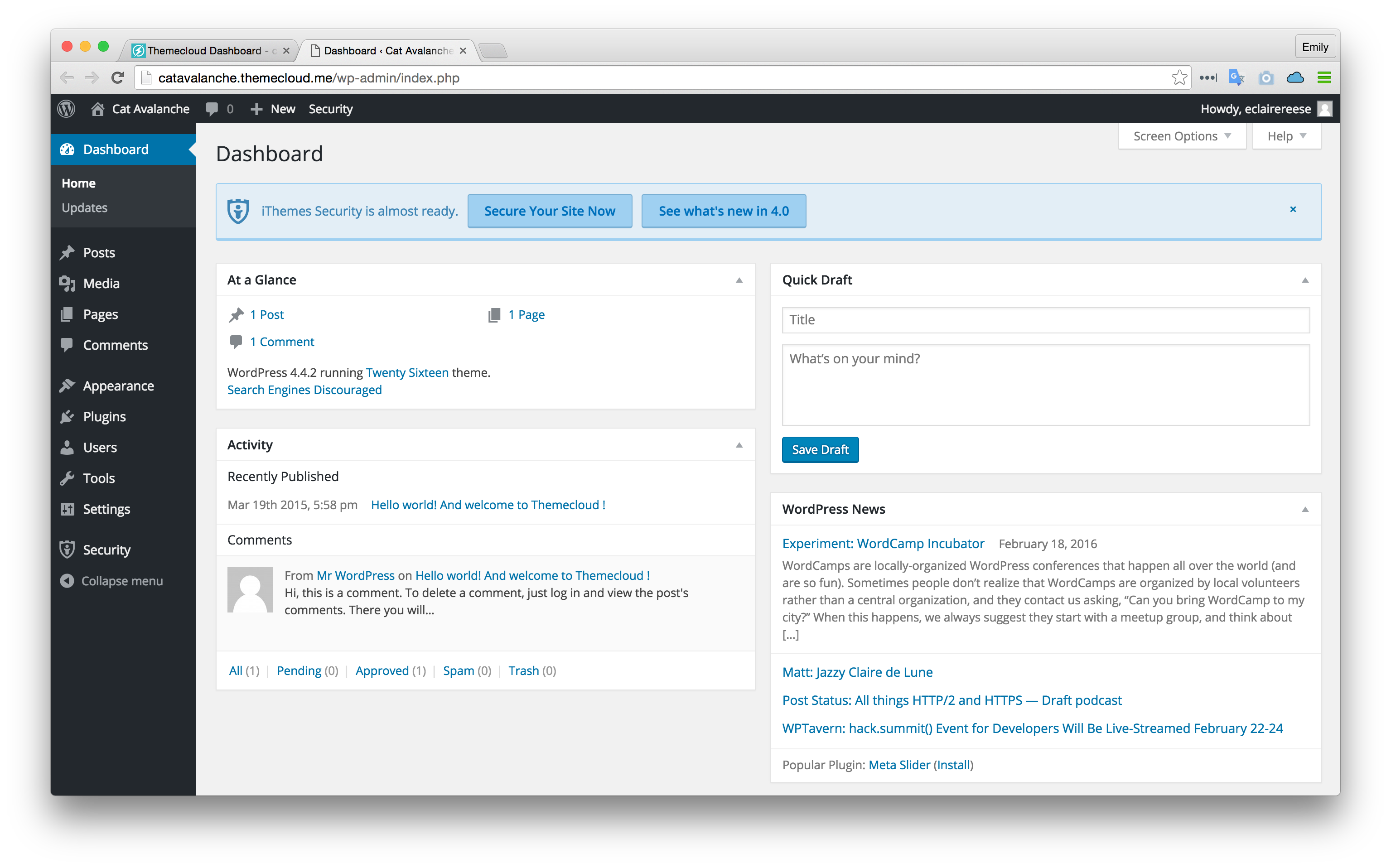 WordPress Dashboard