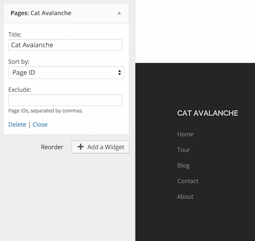 Adding pages list to the footer