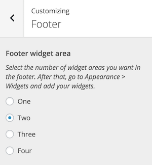 Footer widget selection