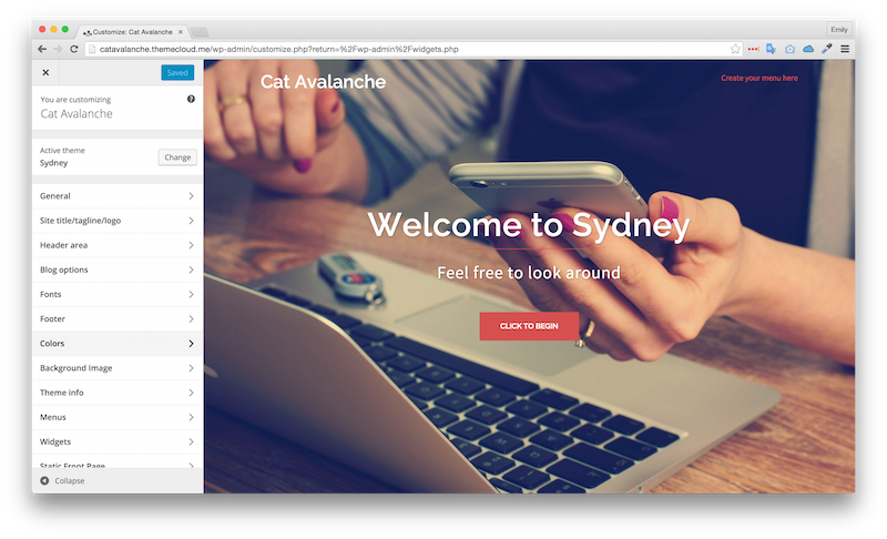 Sydney theme defaults