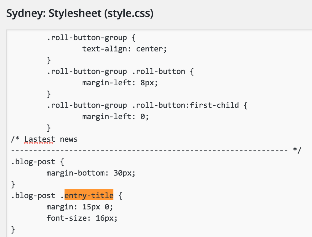 Identified class within stylesheet