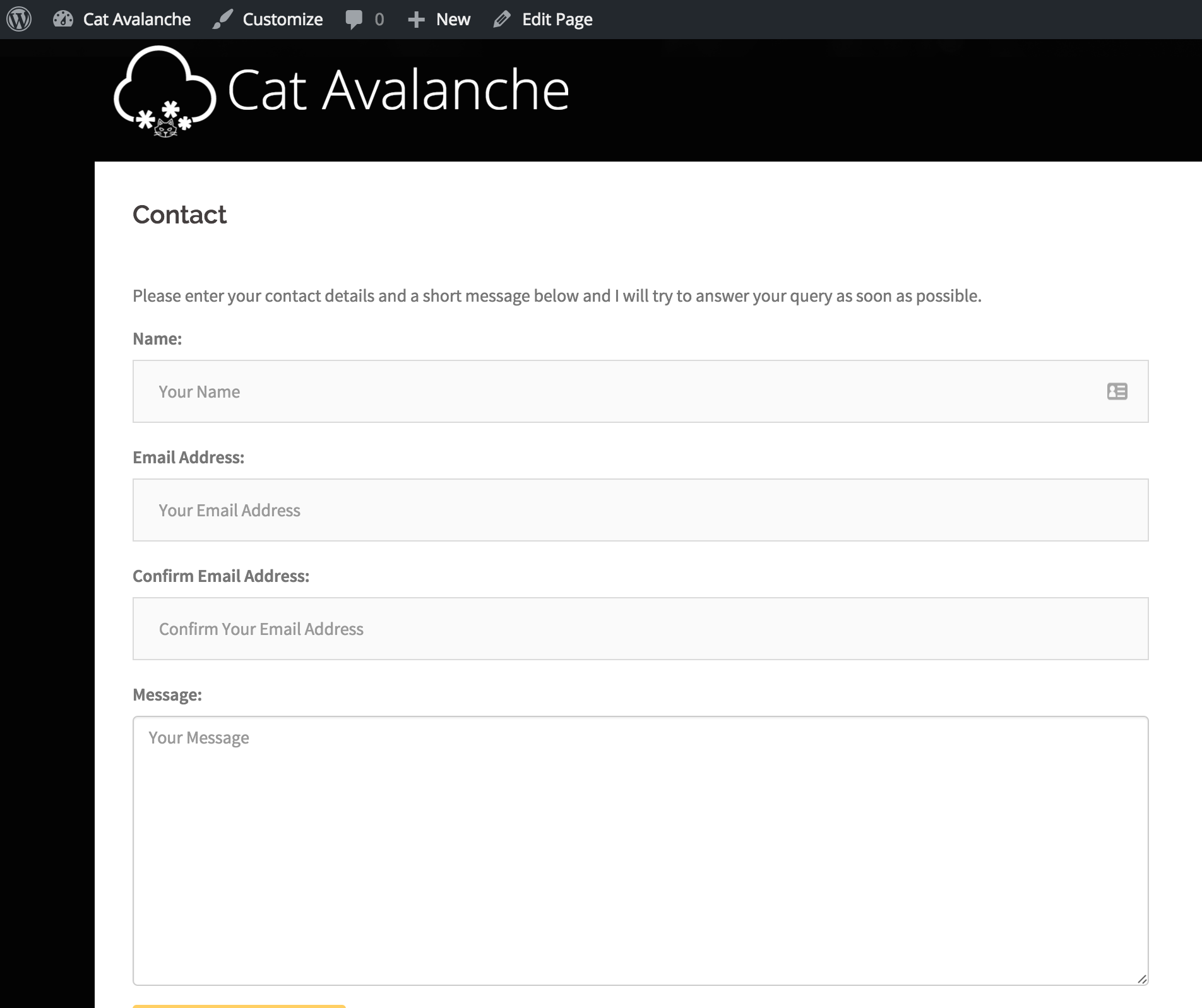 Le formulaire de contact du plugin