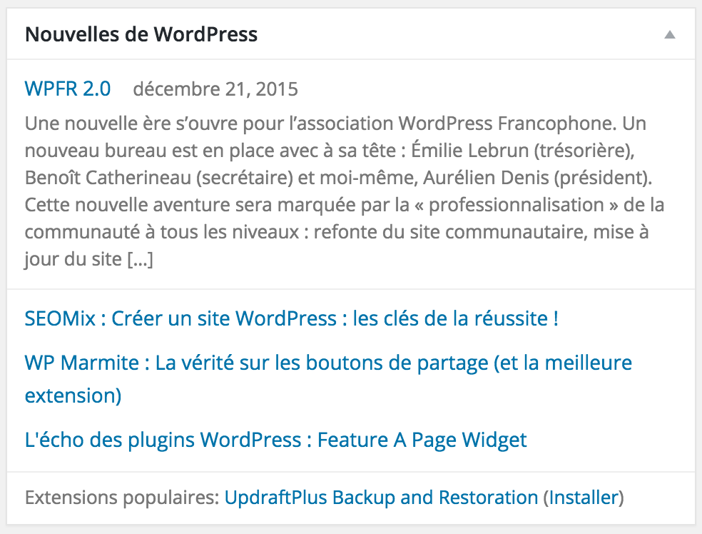 Nouvelles de WordPress