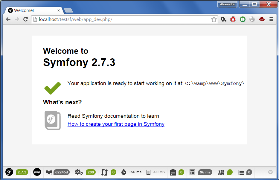 Une page d'exemple de Symfony2
