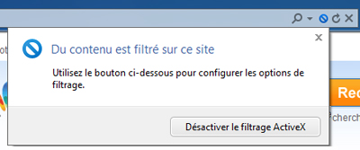 Désactiver le filtrage ActiveX