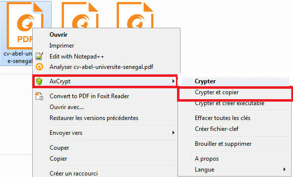 Chiffrer un fichier avec AxCrypt