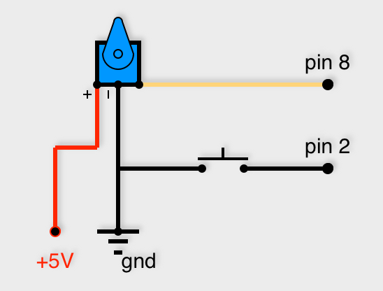 Potentiomètre au pin 8 et bouton poussoir au pin 2