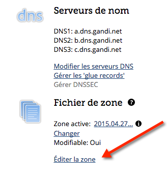Changement de zone sur Gandi