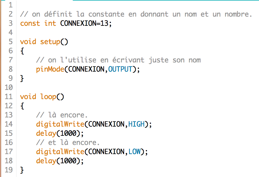 Déclaration et utilisation d'une constante