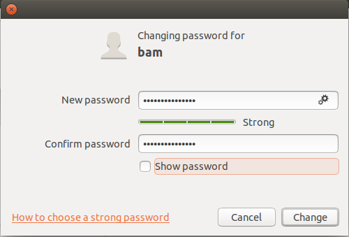 Création mot de passe sur Ubuntu
