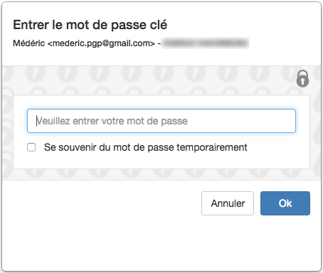 Déchiffrement d'un message avec Mailvelope