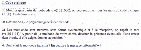 Code Cyclique Et Code Convolutif Matiere Theorie De L Information Et Codage Par Juliels86 Page 1 Openclassrooms