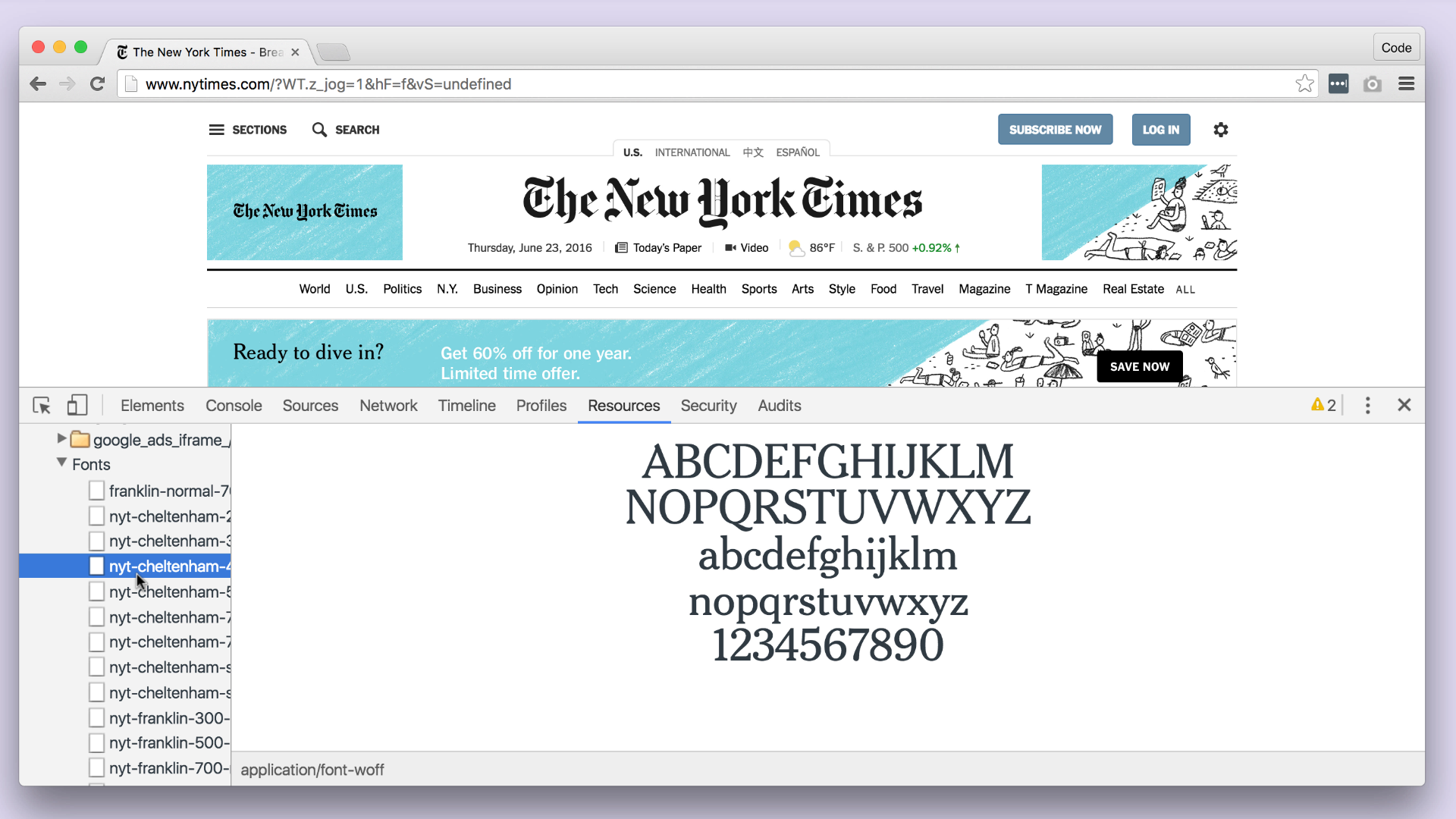 Fonts on the New York Times (cool!)