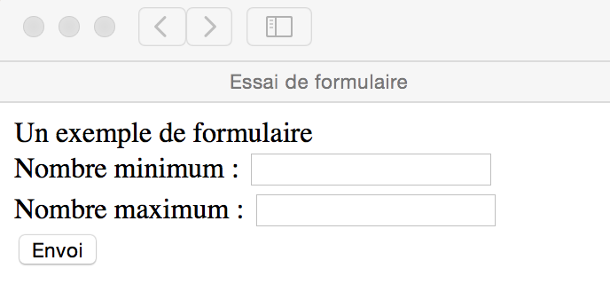 Un exemple de formulaire (affichage sur Safari)