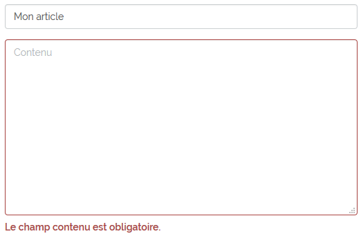 On retrouve le titre après l'erreur de validation du contenu