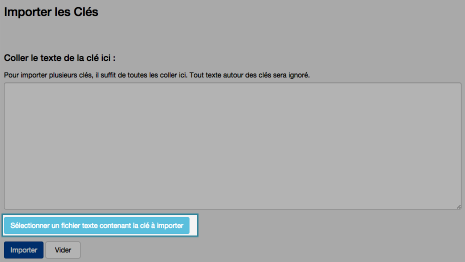 Importer ses clés dans Mailvelope