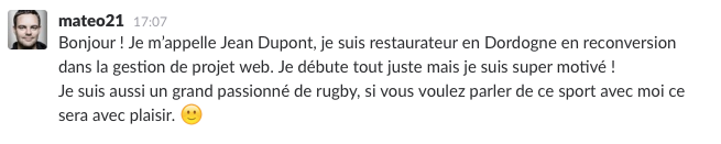 Présentez-vous sur Slack en arrivant !