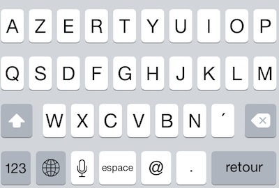 Clavier de saisie d'e-mail sur un iPhone