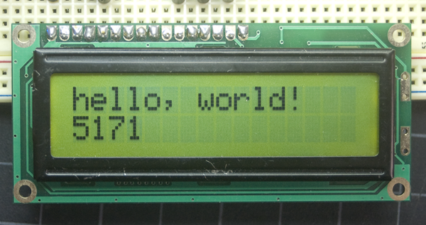 Afficheur LCD 16x2, affichage noir sur fond vert, non rétro-éclairé (www.arduino.cc)