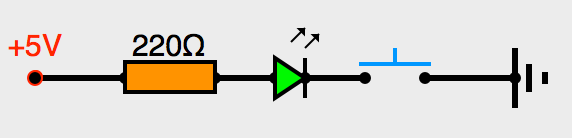Circuit avec diode et bouton poussoir