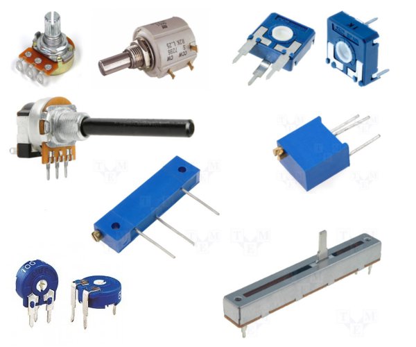 Différentes formes de potentiomètre analogiques (source : multi-rotor-fans-club.com)