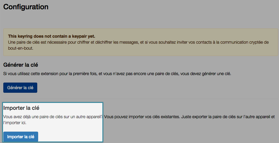Options de Mailvelope