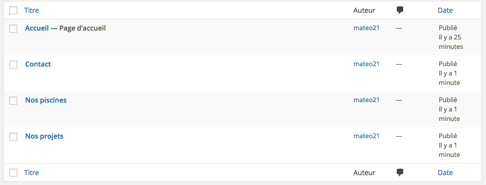 Les pages de SuperPose dans l'admin