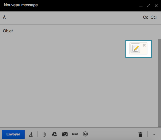 Création d'un nouveau message depuis GMail
