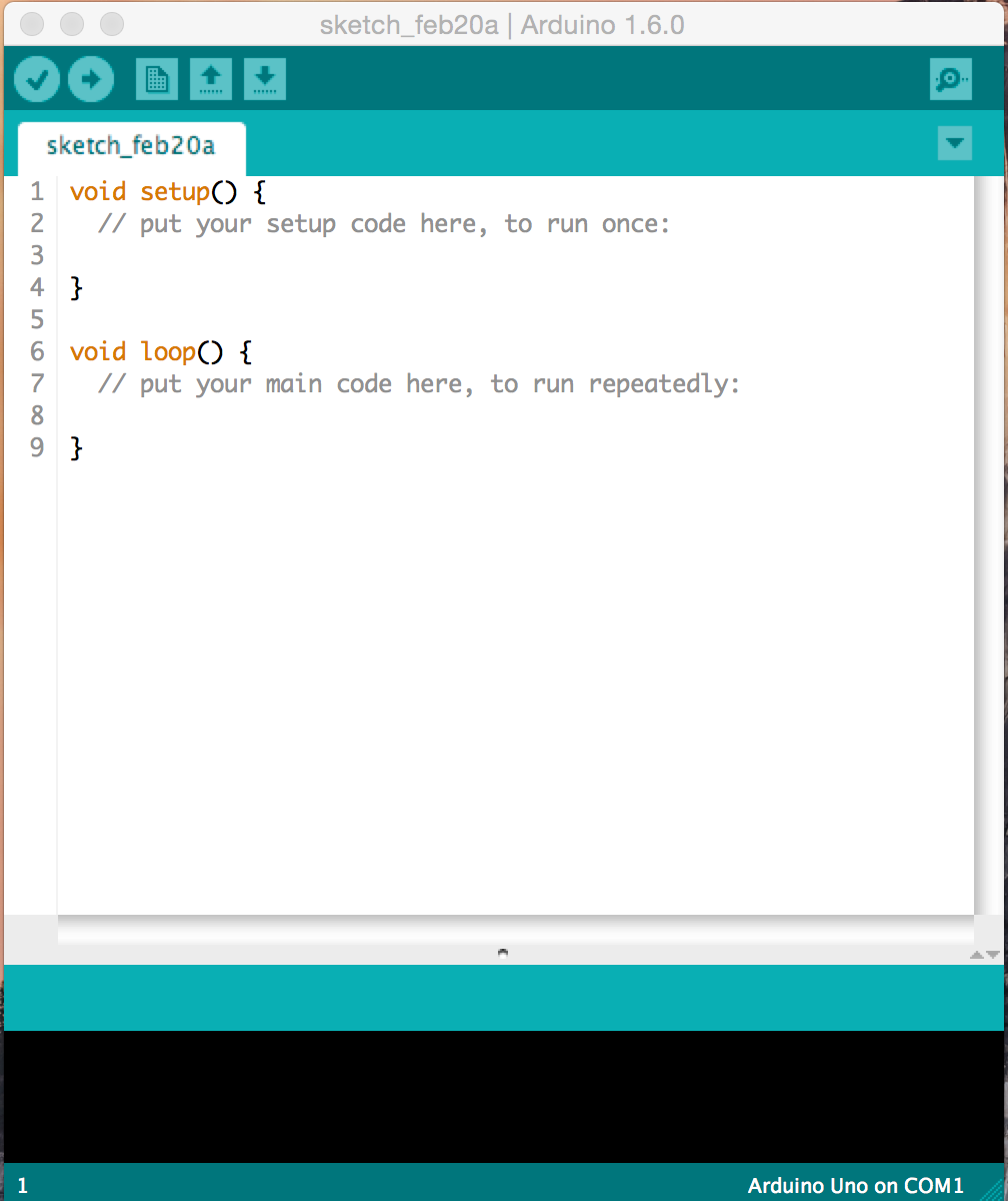 Fenêtre d'accueil du logiciel Arduino