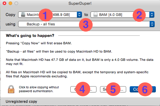 Interface de SuperDuper