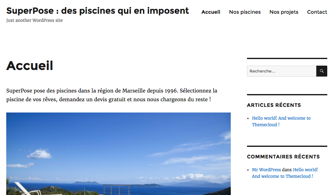 La page d'accueil de SuperPose