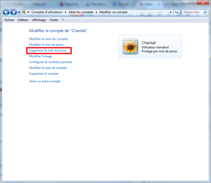 suppression de mot de passe