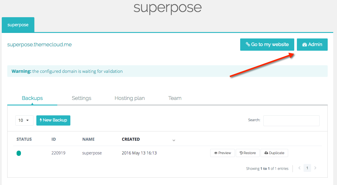 Accès à l'admin WordPress depuis Themecloud