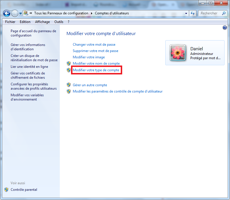 Changer type de compte