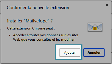Validation de l'installation de Mailvelope pour Chrome