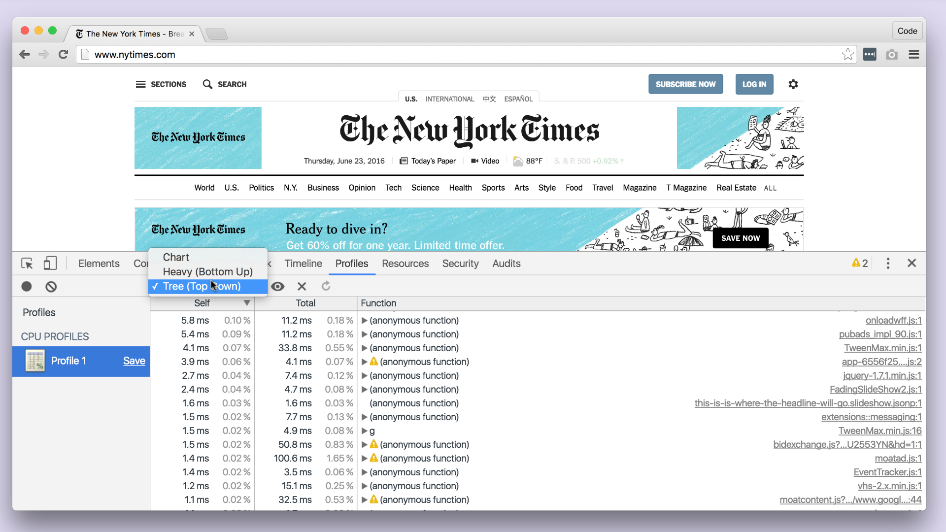 View options