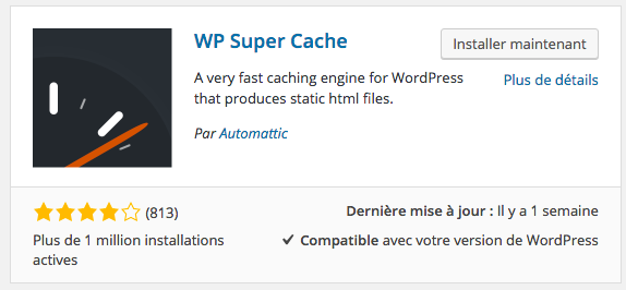L'extension WP Super Cache
