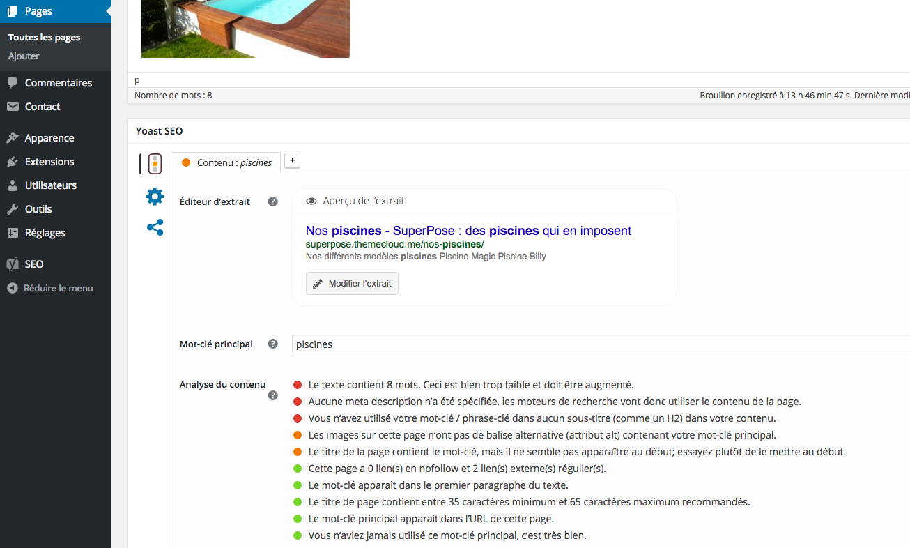 Yoast SEO vous guide pendant la rédaction de la page