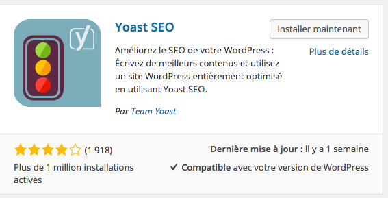 L'extension Yoast SEO est très populaire